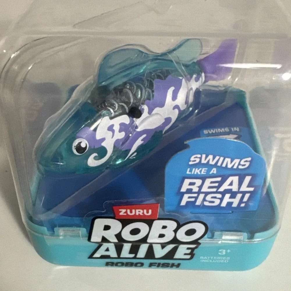 Zuru ROBO FISH Alive Teal Color Changing Water Swimming‎ Fish Toy SEALED E13D